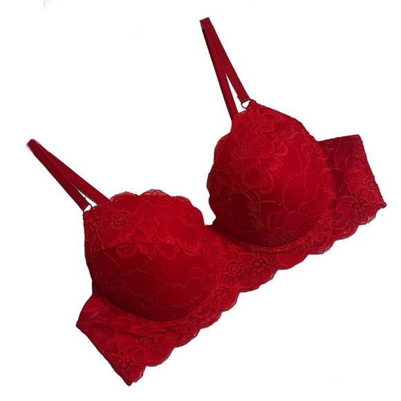 ILYS Sz 40C Scalloped Underwire Padded Red Lace I LUMIÉ Bra • Perfect NWOT - Picture 2 of 10